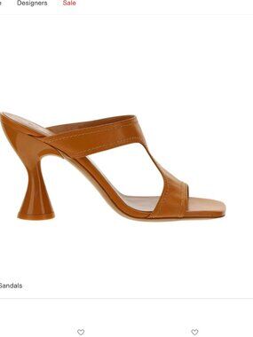 BY FAR Nadia Cut-Out Heeled Lambskin Sandals, Tan, Sz 8, w/Dustbag & Box $550